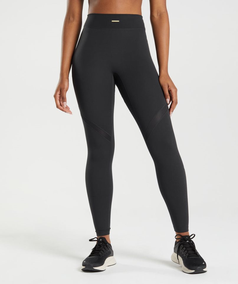 Legginsy Gymshark Whitney Mesh Damskie Czarne | PL 253MSB